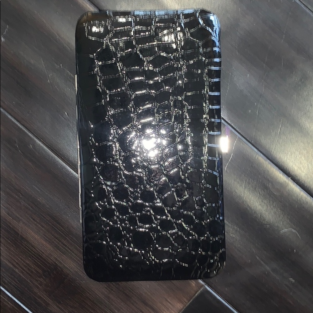Brand new black snakeskin clutch
